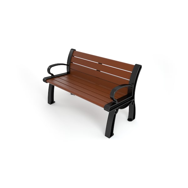 Brown 4' Heritage Bench with Black Frame